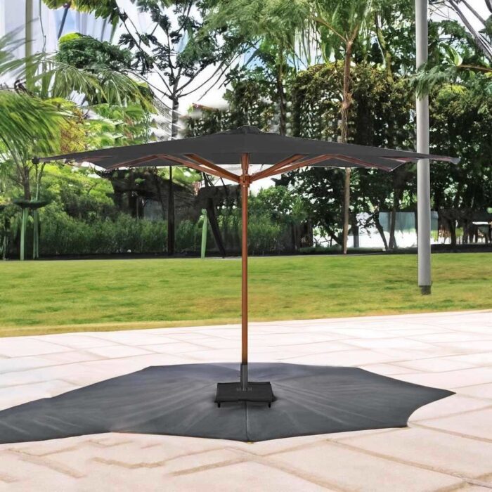 شمسية خارجية خشب زان HDPE - 330×330×260 سم - أسود