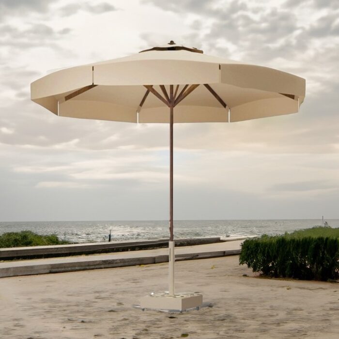 شمسية خارجية خشب زان HDPE - 280×400 سم - بيج