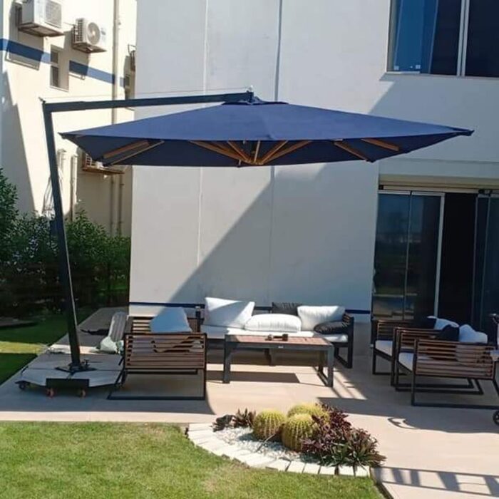 شمسية خارجية معدنية HDPE 300×300×280 سم - أزرق
